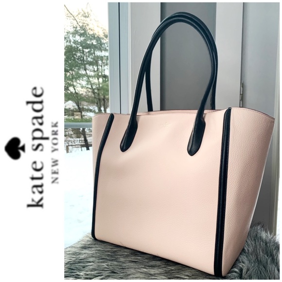 NWT Kate Spade genuine leather tote blush black - Picture 4 of 10